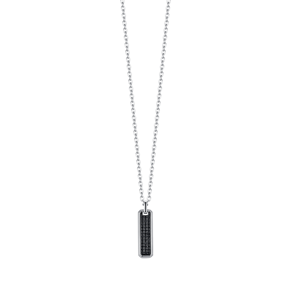 COLLAR DE HOMBRE DE ACERO CON ELEMENTO DE CRISTAL NEGRO