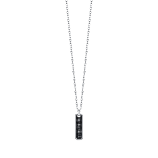 COLLAR DE HOMBRE DE ACERO CON ELEMENTO DE CRISTAL NEGRO