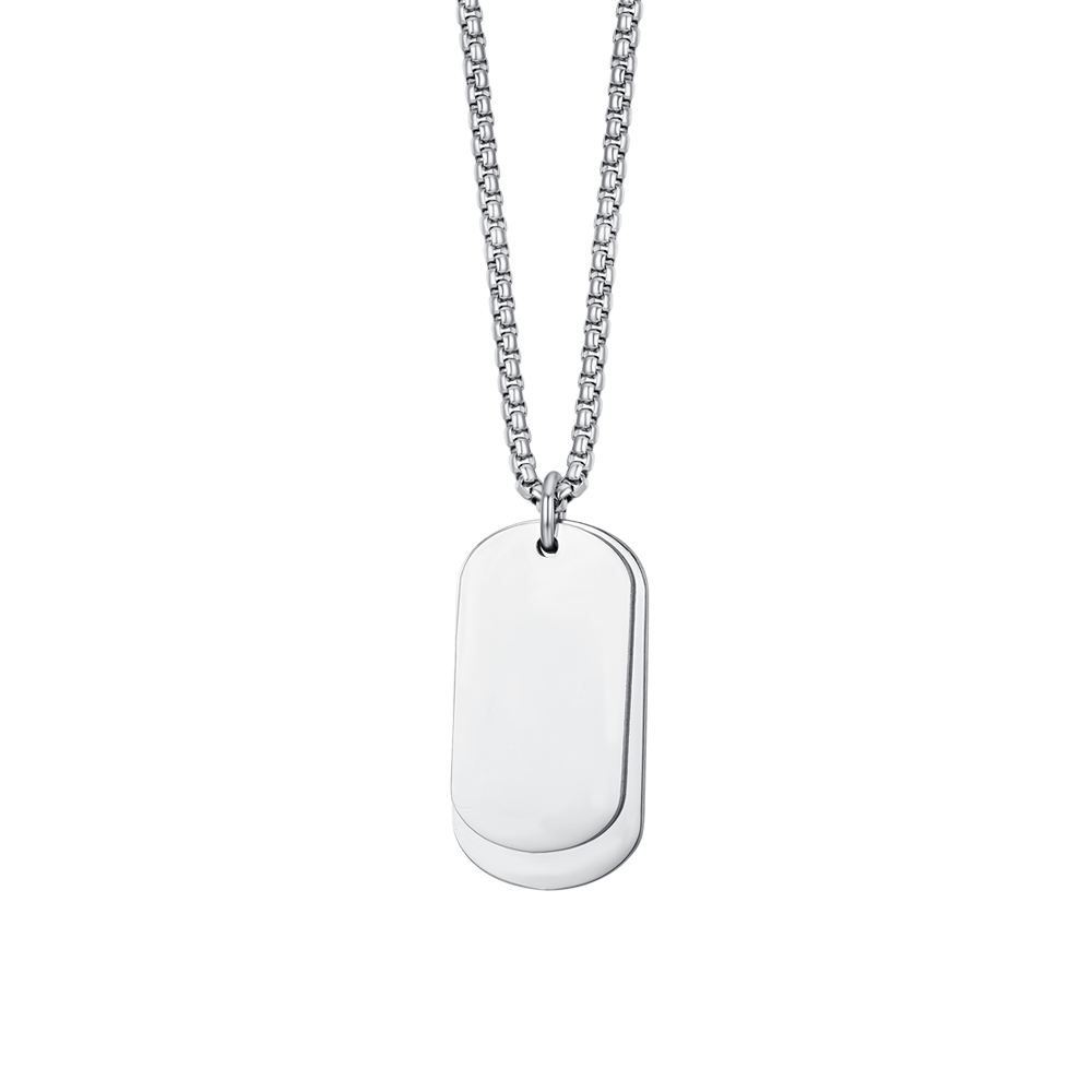 COLLAR DE HOMBRE DE ACERO CON PLACAS DE PLATA