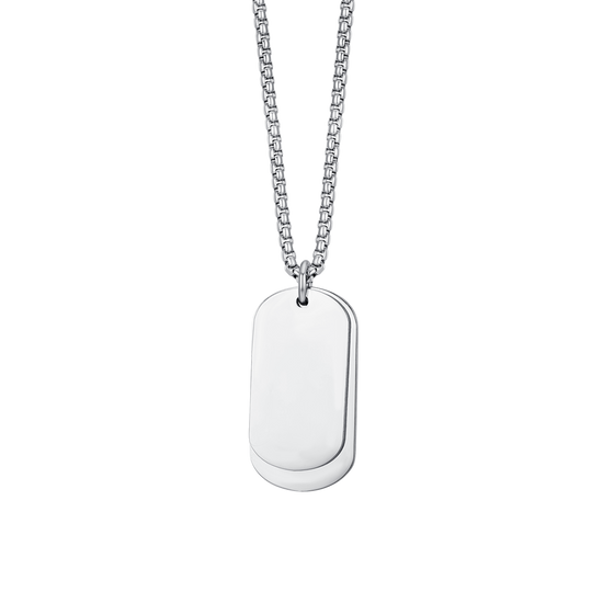 COLLAR DE HOMBRE DE ACERO CON PLACAS DE PLATA