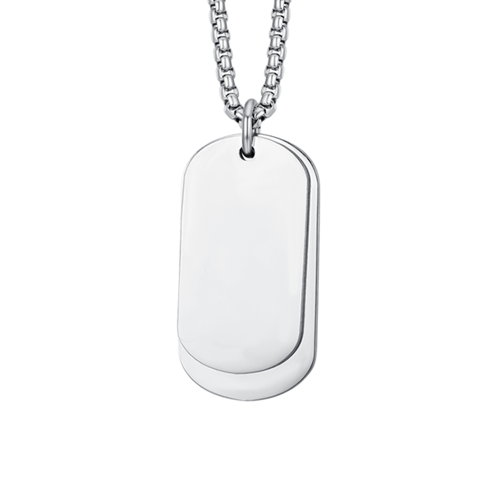 COLLAR DE HOMBRE DE ACERO CON PLACAS DE PLATA