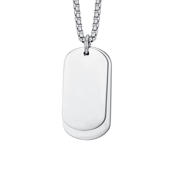 COLLAR DE HOMBRE DE ACERO CON PLACAS DE PLATA