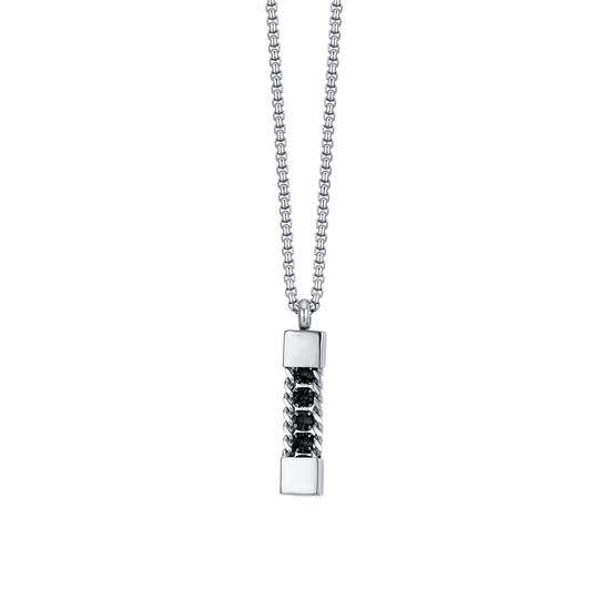 COLLAR ELEMENTO DE ACERO PARA HOMBRE CON CRISTALES NEGROS