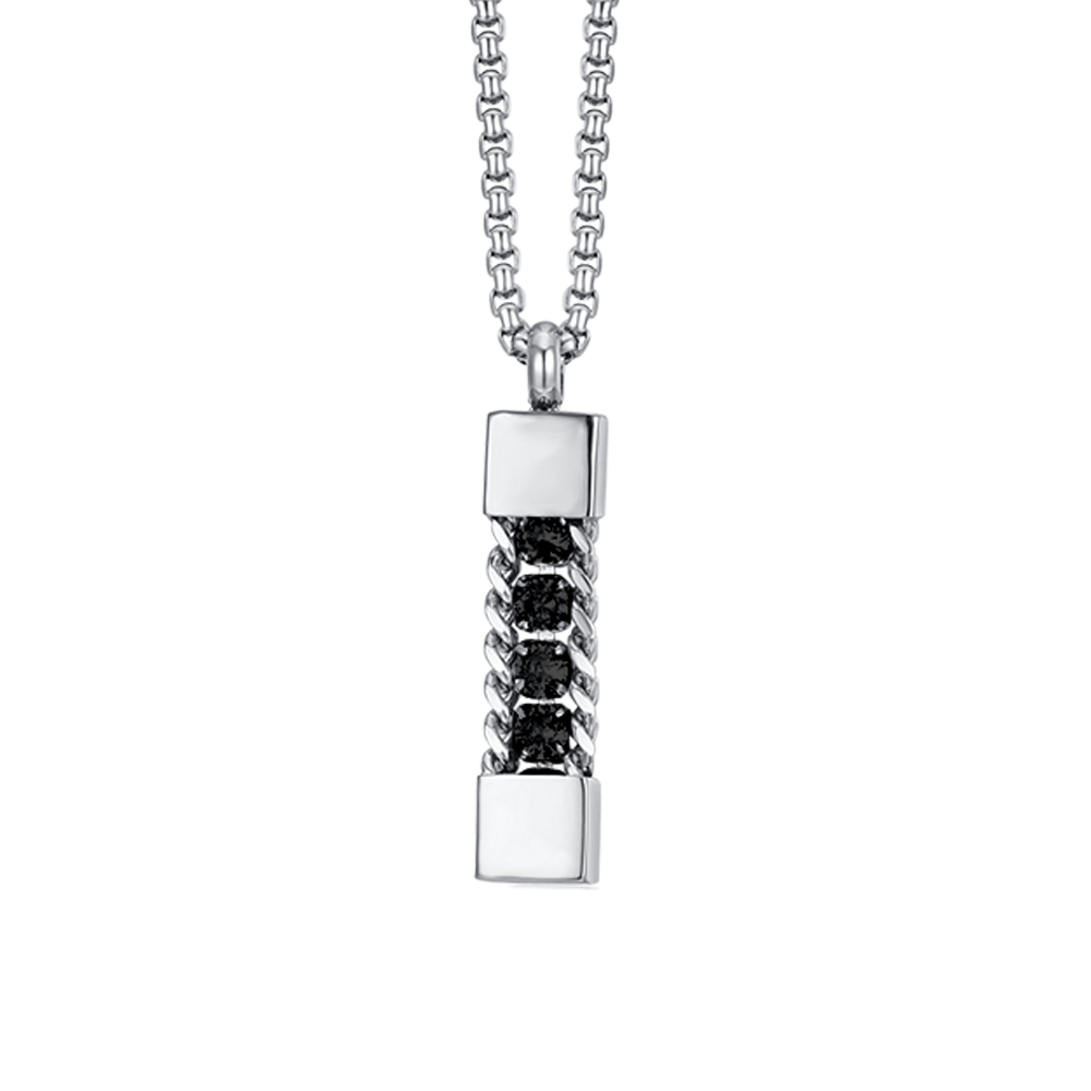 COLLAR ELEMENTO DE ACERO PARA HOMBRE CON CRISTALES NEGROS