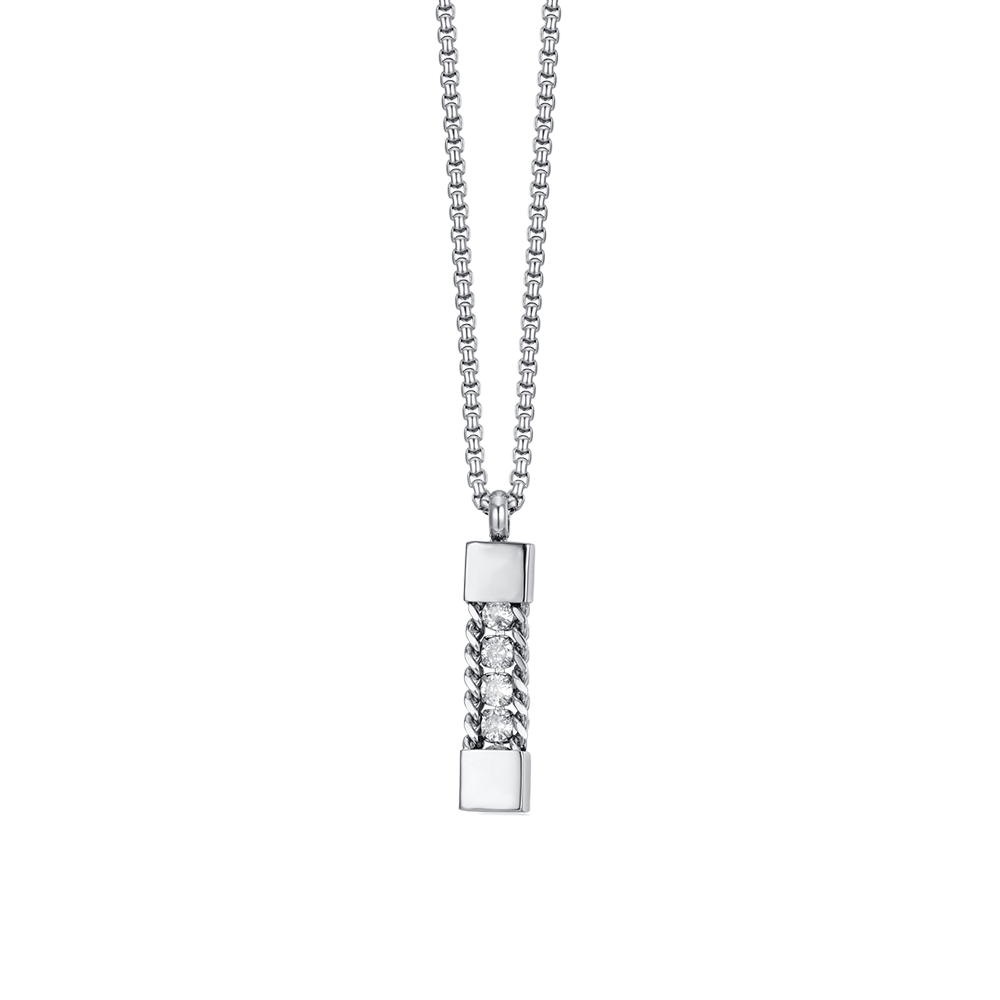 COLLAR ELEMENTO DE ACERO PARA HOMBRE CON CRISTALES BLANCOS