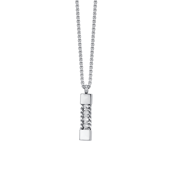 COLLAR ELEMENTO DE ACERO PARA HOMBRE CON CRISTALES BLANCOS