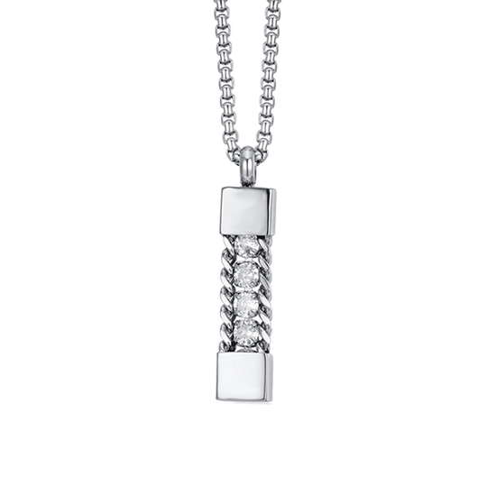 COLLAR ELEMENTO DE ACERO PARA HOMBRE CON CRISTALES BLANCOS