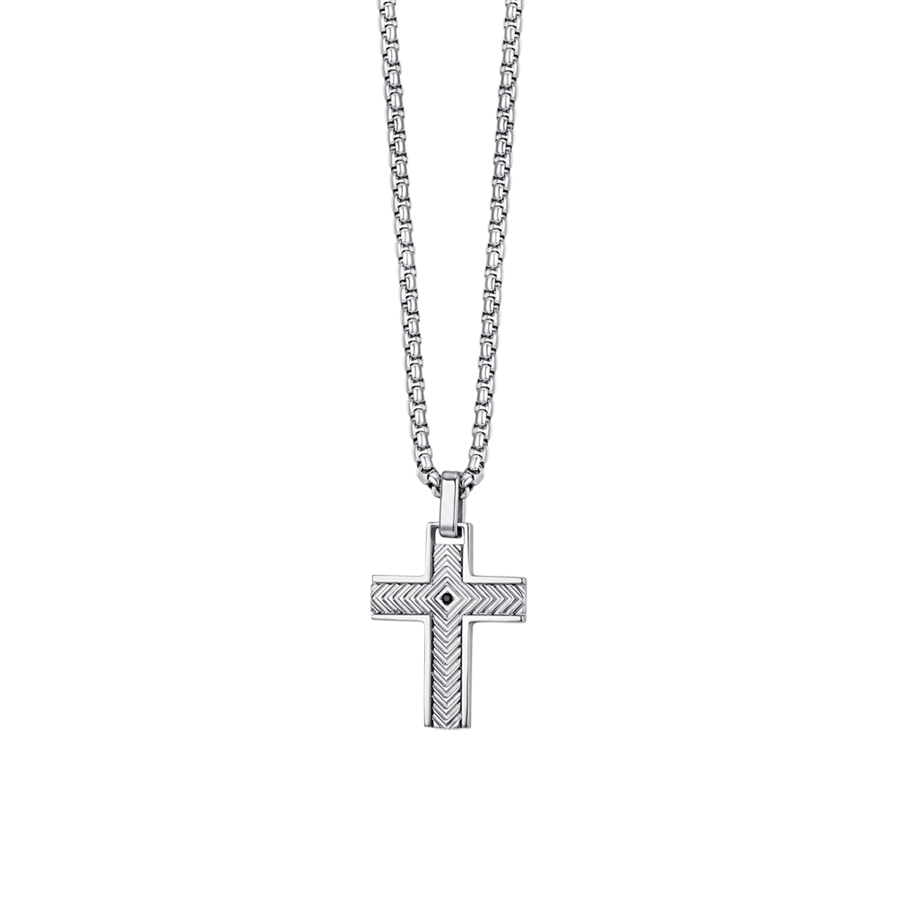 COLLAR DE ACERO PARA HOMBRES CON CRUZ