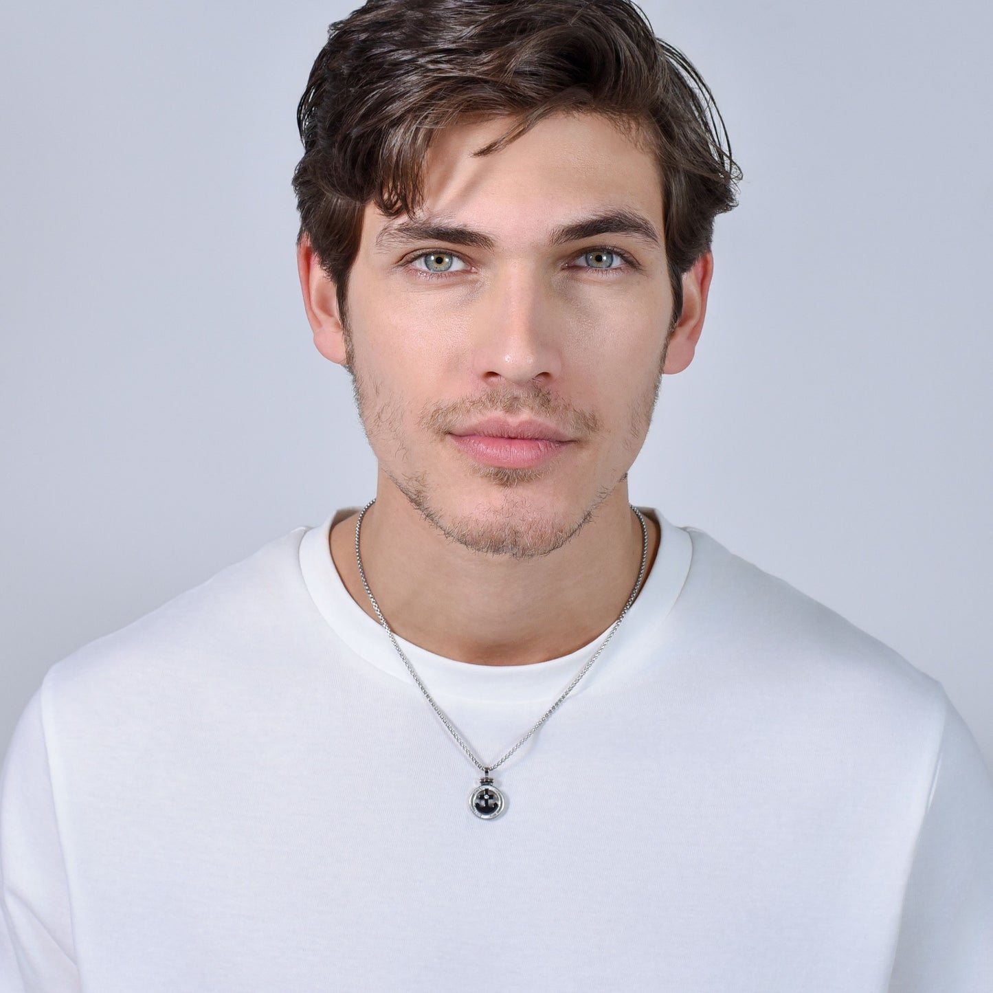 COLLAR HOMBRE ACERO ANCLA IP NEGRO