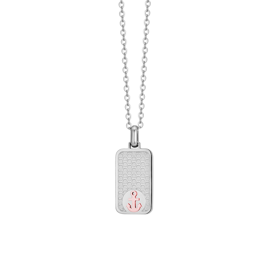 COLLAR DE ACERO PARA HOMBRES CON ANCLA ROSA IP