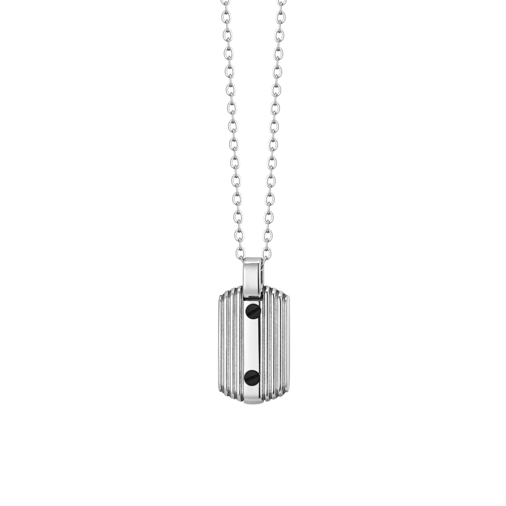 COLLAR DE ACERO PARA HOMBRES CON ELEMENTOS NEGROS
