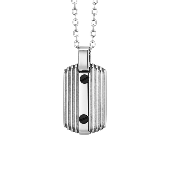 COLLAR DE ACERO PARA HOMBRES CON ELEMENTOS NEGROS