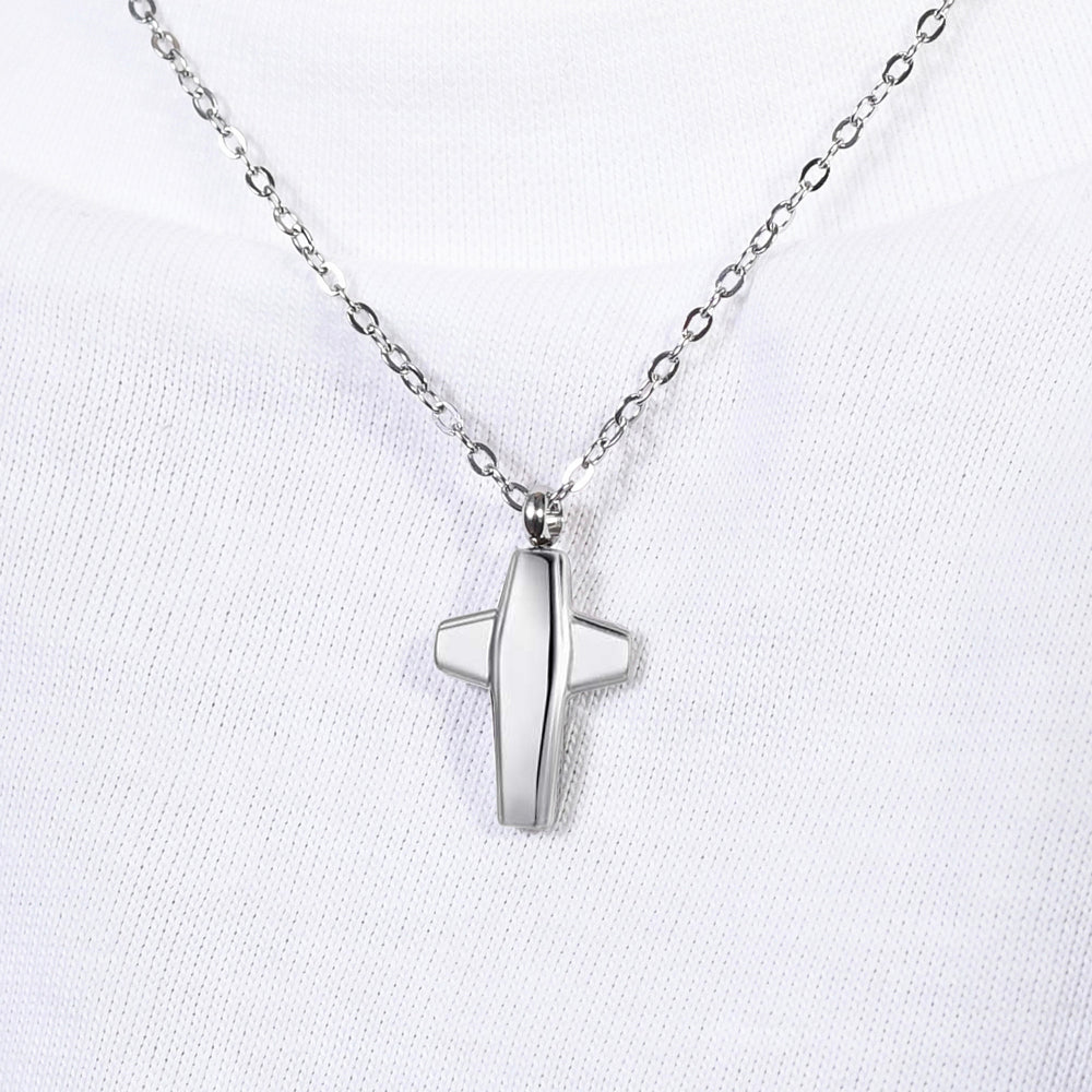 COLLAR DE ACERO PARA HOMBRES CON CRUZ