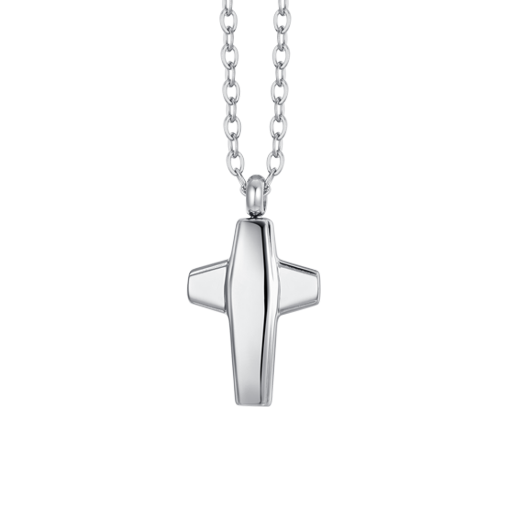 COLLAR DE ACERO PARA HOMBRES CON CRUZ