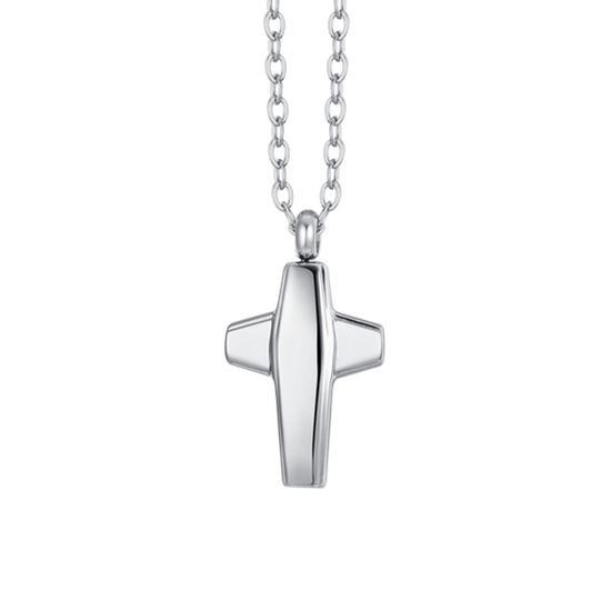 COLLAR DE ACERO PARA HOMBRES CON CRUZ