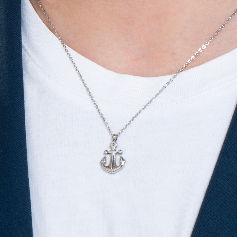 COLLAR DE ACERO PARA HOMBRE CON ANCLA