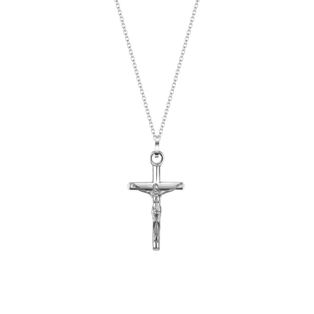 COLLAR DE ACERO PARA HOMBRE CON CRUCIFIJO