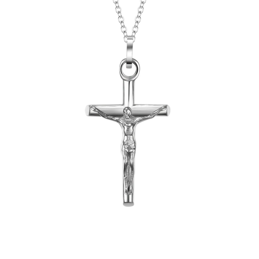 COLLAR DE ACERO PARA HOMBRE CON CRUCIFIJO