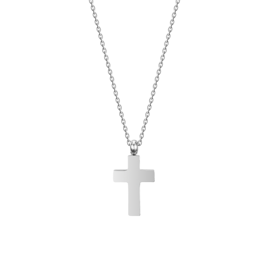 COLLAR DE ACERO PARA HOMBRES CON CRUZ