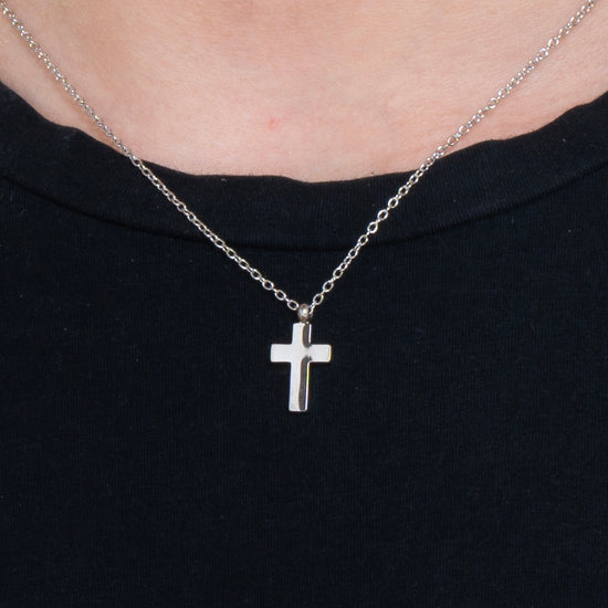 COLLAR DE ACERO PARA HOMBRES CON CRUZ