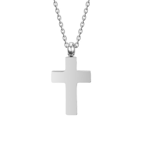 COLLAR DE ACERO PARA HOMBRES CON CRUZ
