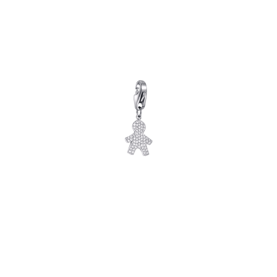 CHARM DE ACERO PARA BEBÉ CON CRISTALES BLANCOS