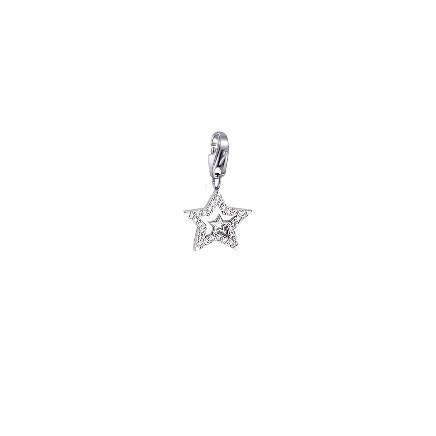 CHARM DE ESTRELLA DE ACERO CON CRISTALES BLANCOS CON MOSQUETÓN 