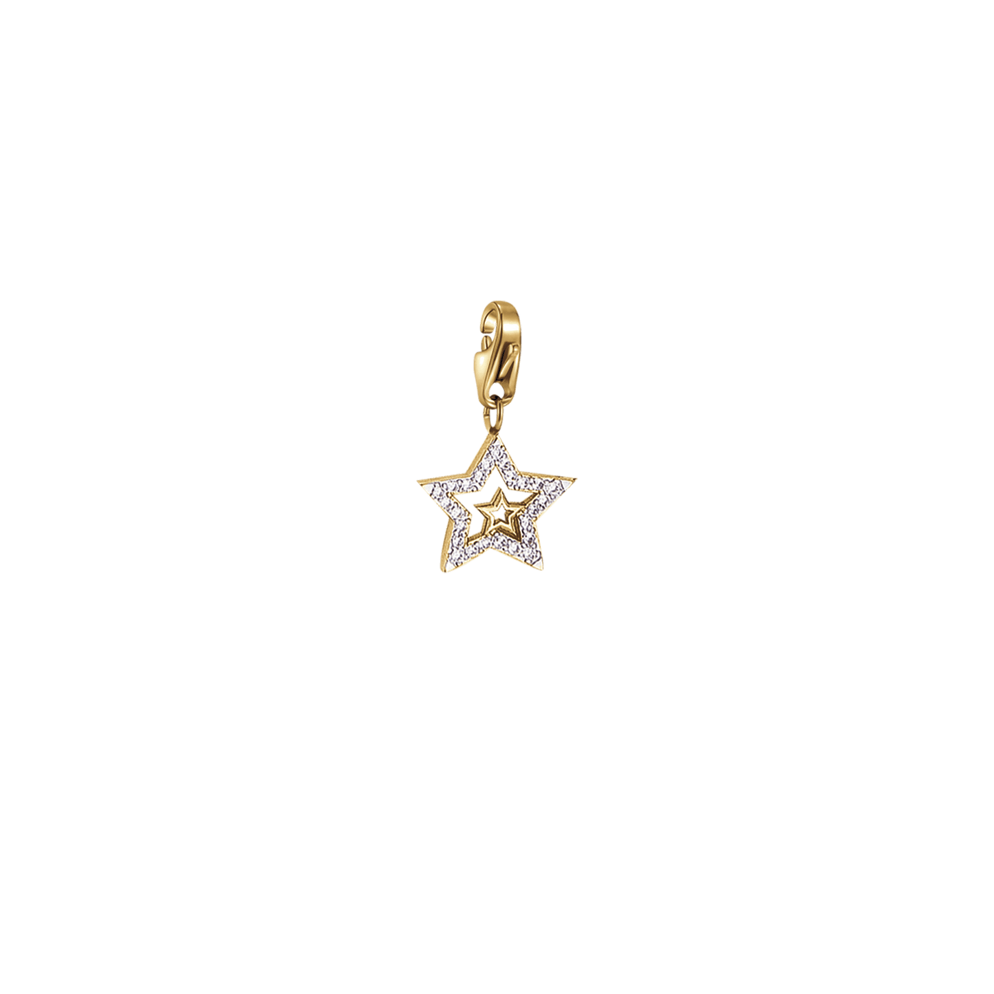 CHARM DE ESTRELLA DE ACERO CON CRISTALES BLANCOS CON MOSQUETÓN 