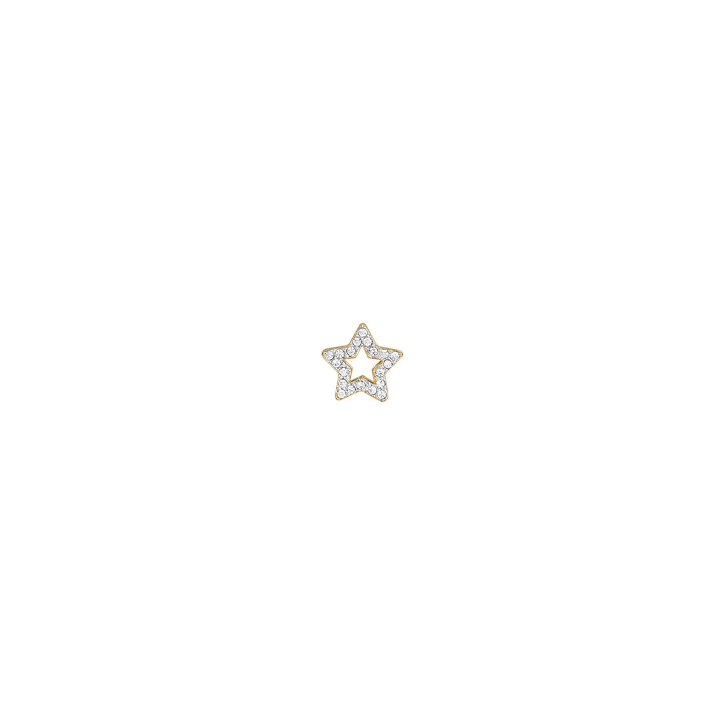 IP ENCANTO DE LA ESTRELLA DE ACERO DE ORO CON CRISTALES BLANCOS