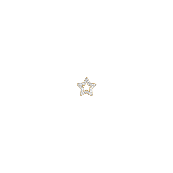 IP ENCANTO DE LA ESTRELLA DE ACERO DE ORO CON CRISTALES BLANCOS