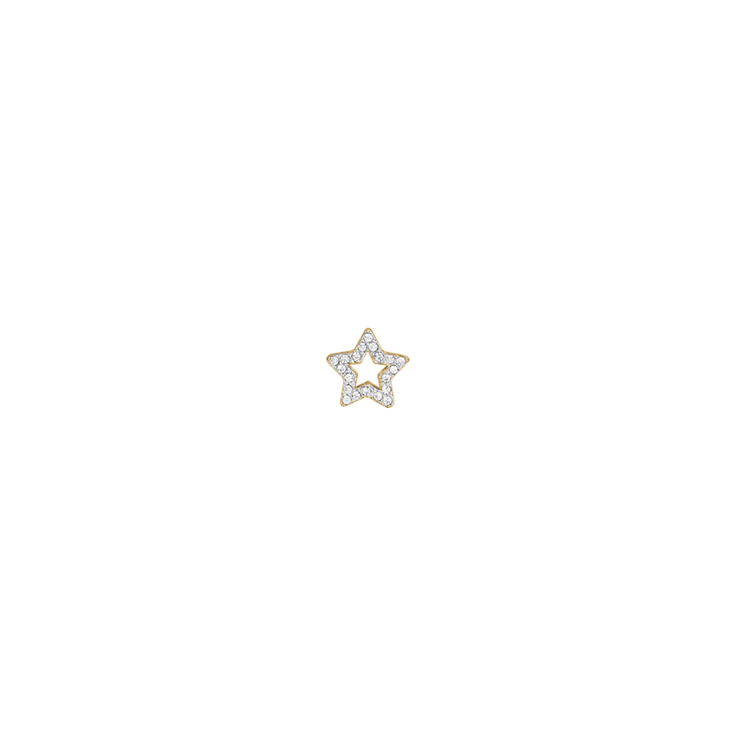 IP ENCANTO DE LA ESTRELLA DE ACERO DE ORO CON CRISTALES BLANCOS