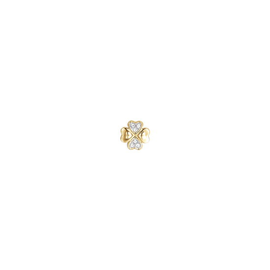 IP TRÉBOL DE CUATRO HOJAS DE ACERO DORADO CON CRISTALES BLANCOS