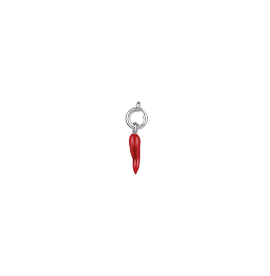 COLGANTE DE CUERNO DE ACERO DE 13 MM CON ESMALTE ROJO