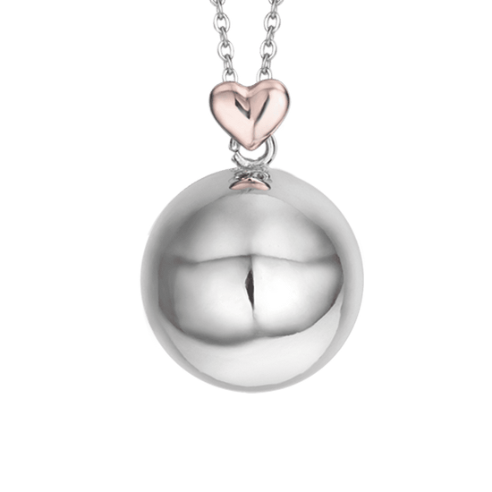 COLLAR DE LLAMADA DE ÁNGEL DE ACERO, COLGANTE DE METAL CON CORAZÓN DE ROSA