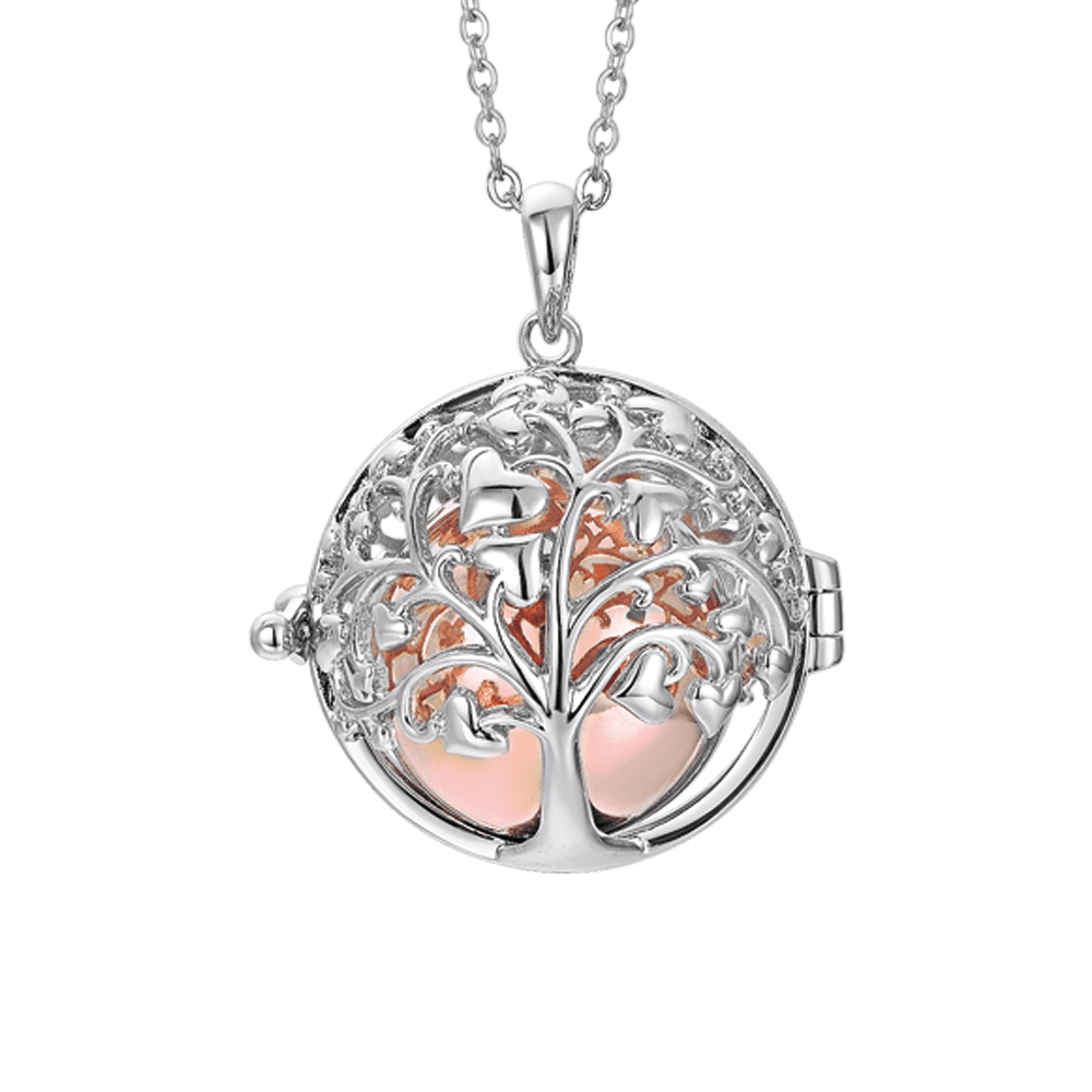 COLLAR DE LLAMADA DE ÁNGEL CON ÁRBOL DE LA VIDA DE ACERO