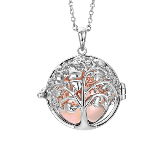 COLLAR DE LLAMADA DE ÁNGEL CON ÁRBOL DE LA VIDA DE ACERO