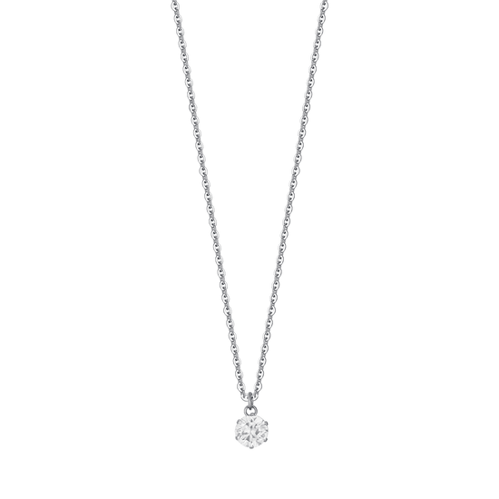 COLLAR DE MUJER CON LUZ DE PUNTA DE ACERO Y CRISTAL BLANCO DE 6 MM