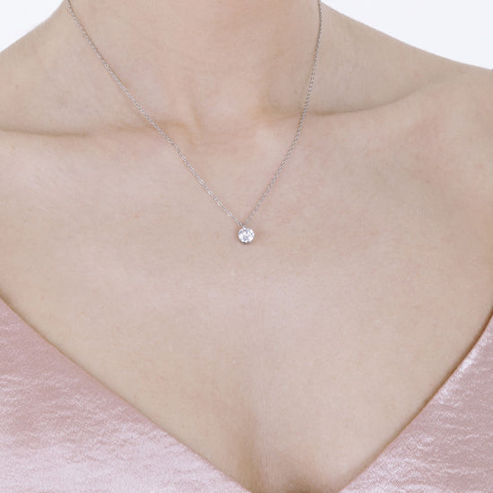 COLLAR DE MUJER CON LUZ DE PUNTA DE ACERO Y CRISTAL BLANCO DE 6 MM