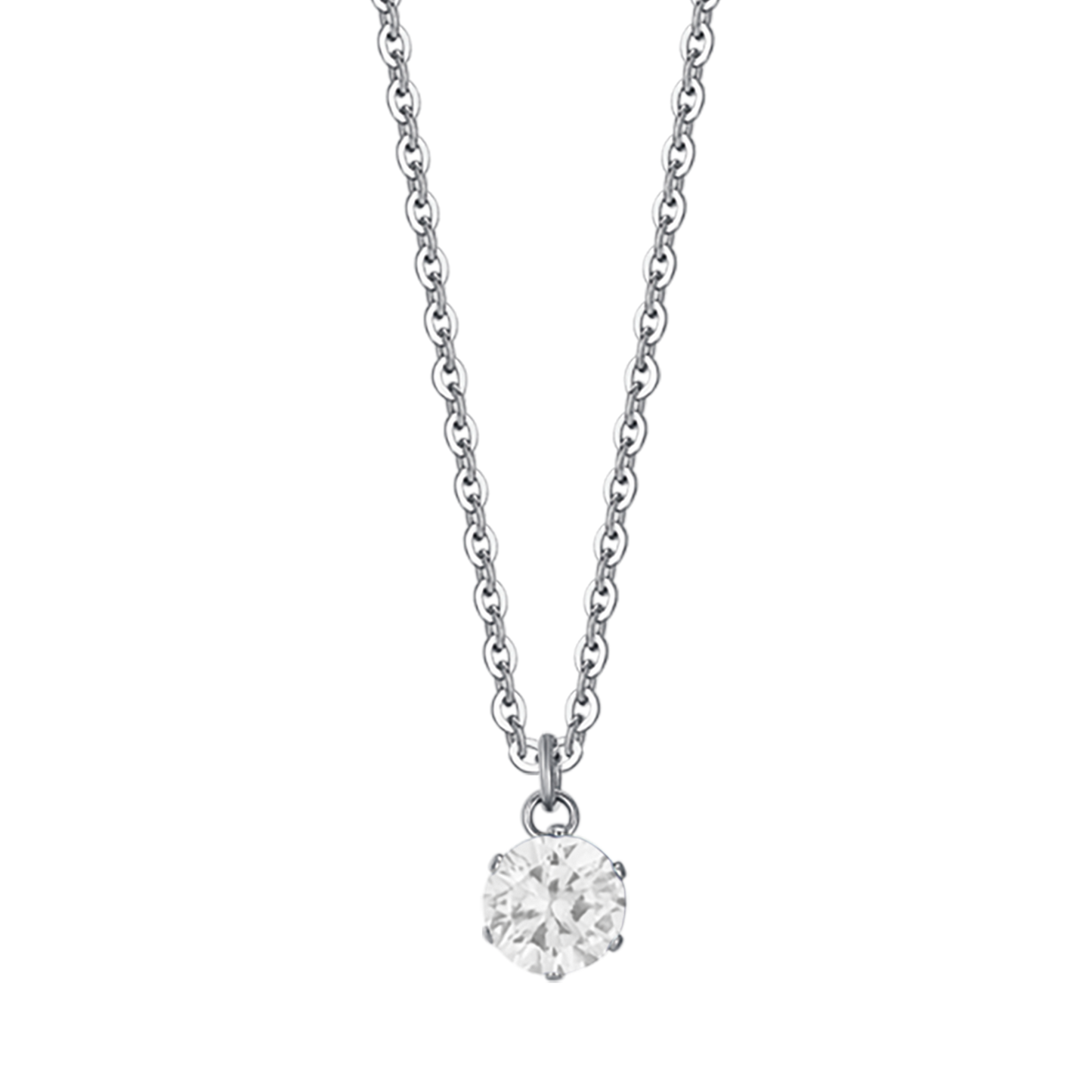 COLLAR DE MUJER CON LUZ DE PUNTA DE ACERO Y CRISTAL BLANCO DE 6 MM