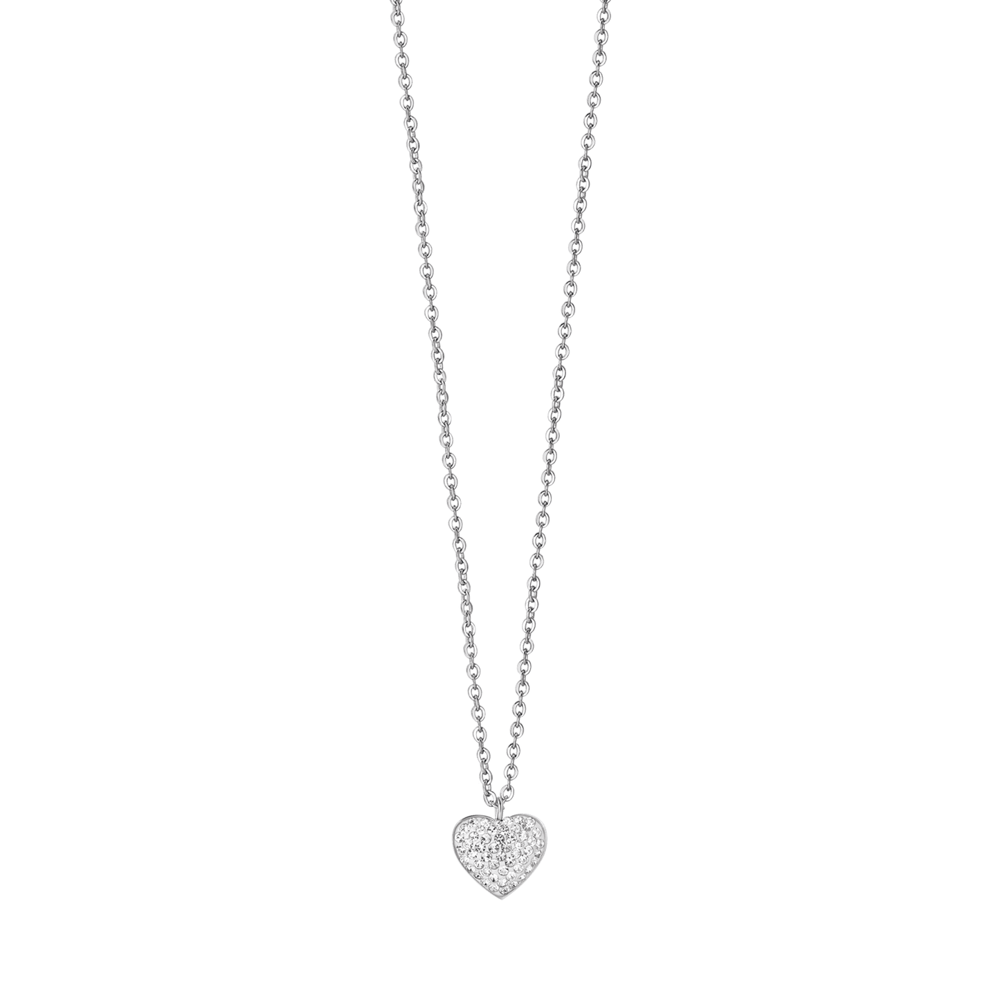 COLLAR DE ACERO PARA MUJER CON CORAZÓN Y CRISTALES BLANCOS