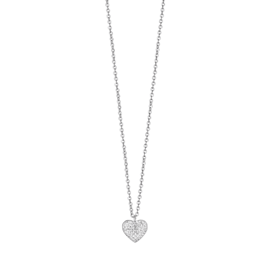 COLLAR DE ACERO PARA MUJER CON CORAZÓN Y CRISTALES BLANCOS