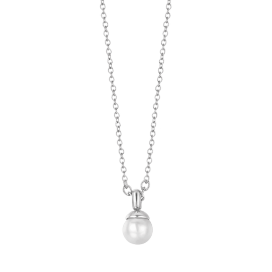 COLLAR DE ACERO PARA MUJER CON PERLAS DE 4 MM