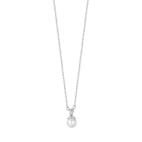 COLLAR DE ACERO PARA MUJER CON PERLAS DE 4 MM