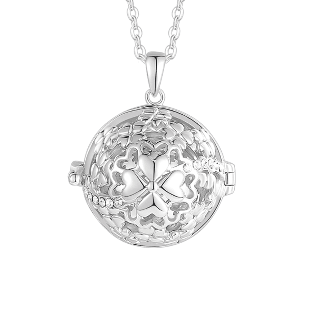 COLLAR DE LLAMADA DE ÁNGEL DE ACERO, COLGANTE DE TRÉBOL DE CUATRO HOJAS DE METAL