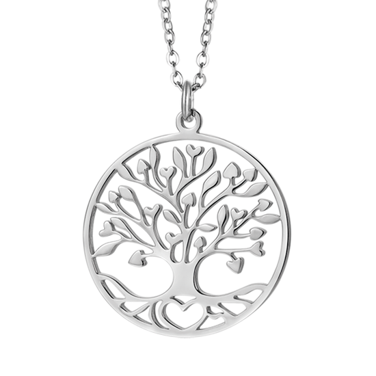COLLAR LARGO DE ACERO PARA MUJER CON ARBOL DE LA VIDA