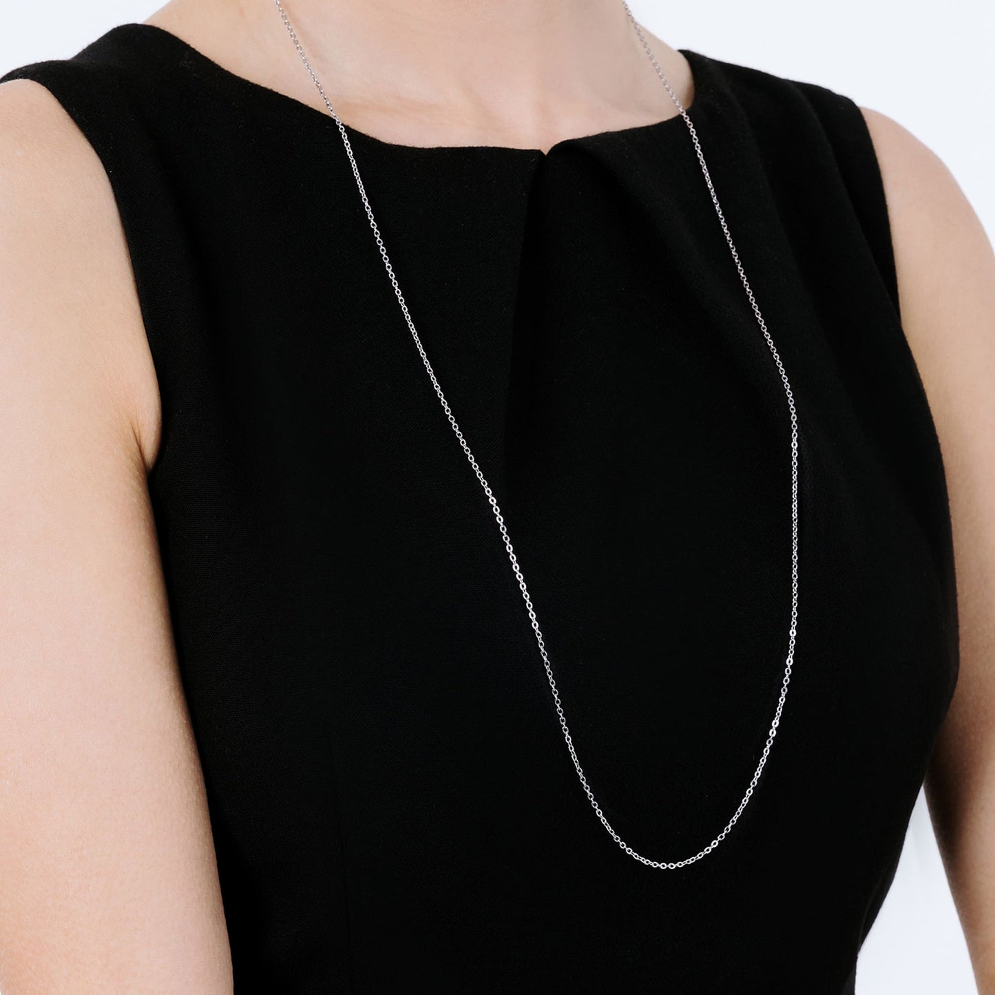 COLLAR LARGO DE ACERO PARA MUJER PARA CHARMS CON CIERRE