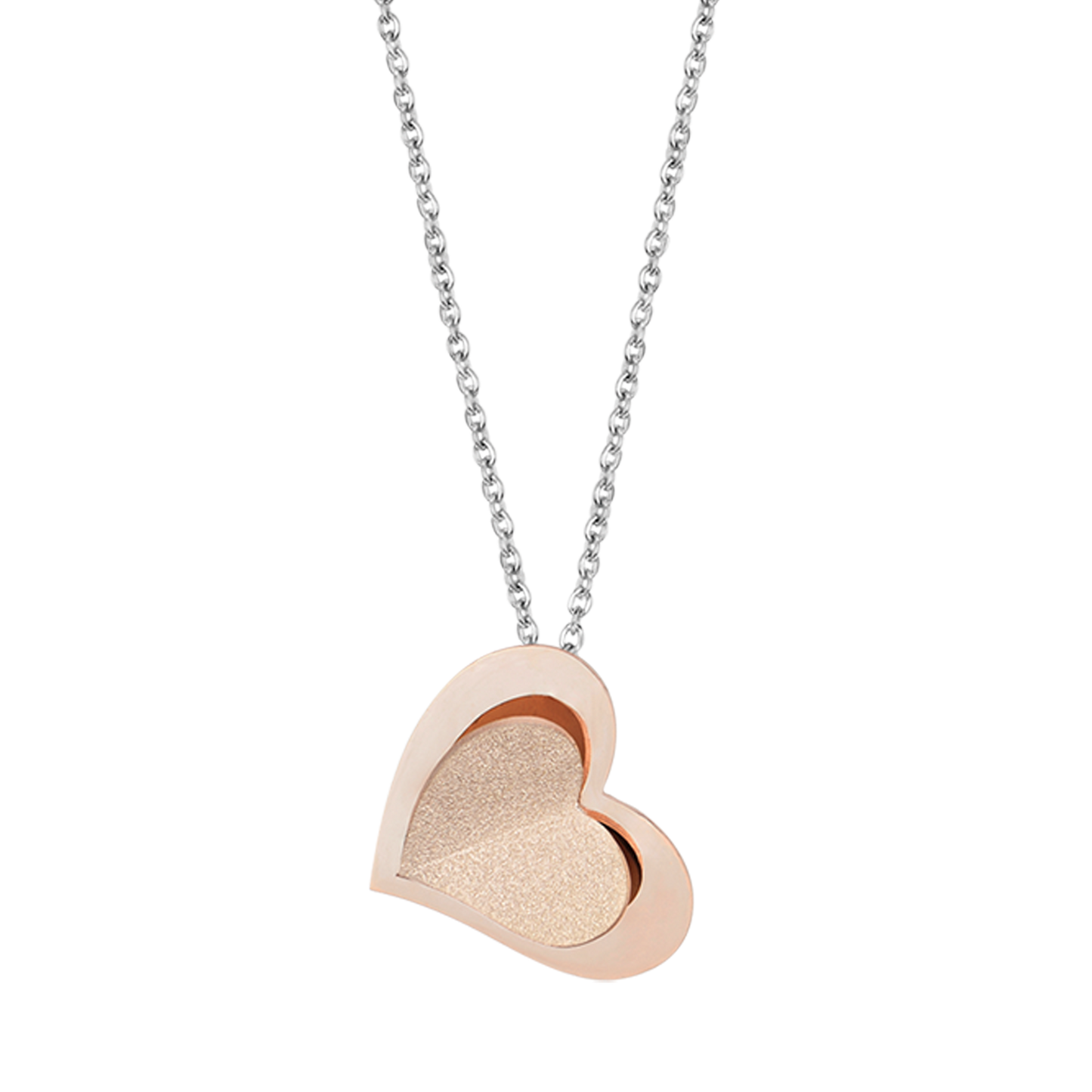 COLLAR DE ACERO INOXIDABLE CON CORAZONES DE ROSAS GLITERADAS Luca Barra