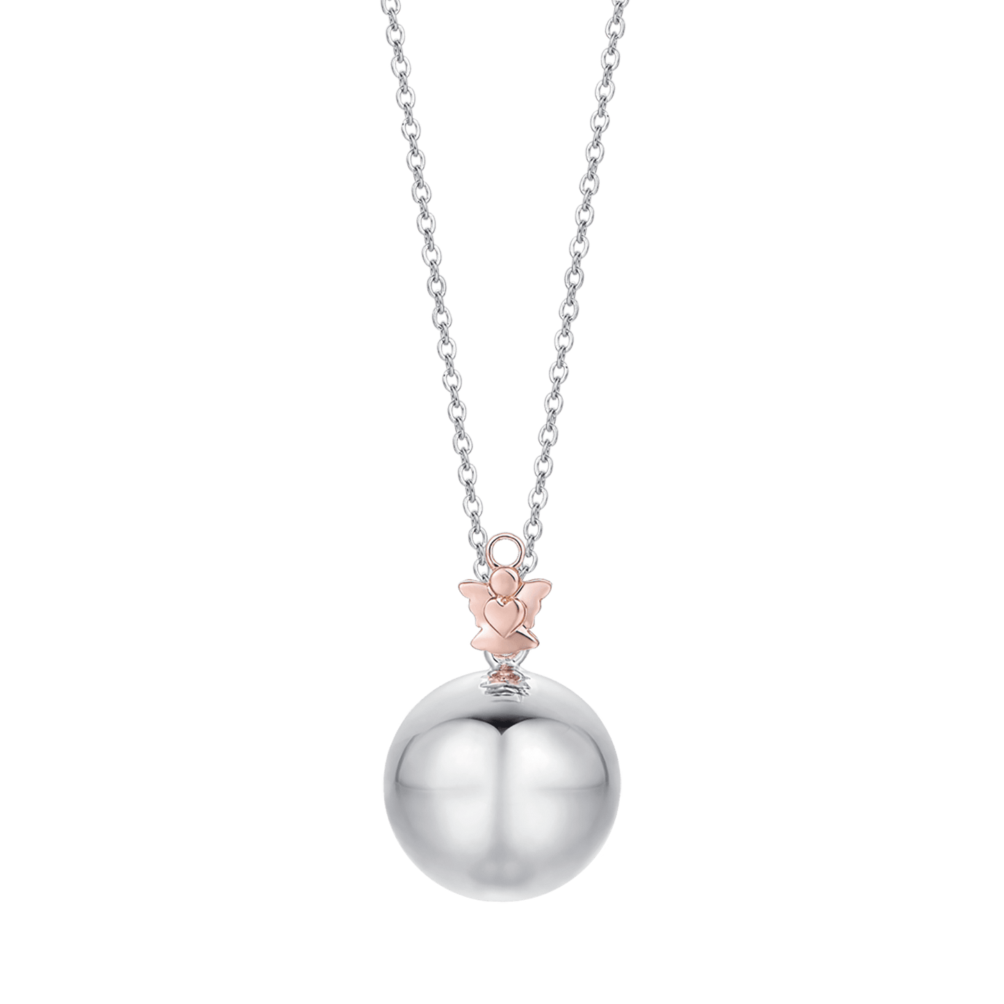 COLLAR DE ACERO DE LAS MUJERES COLGANTE DE METAL CON ÁNGEL IP ROSA