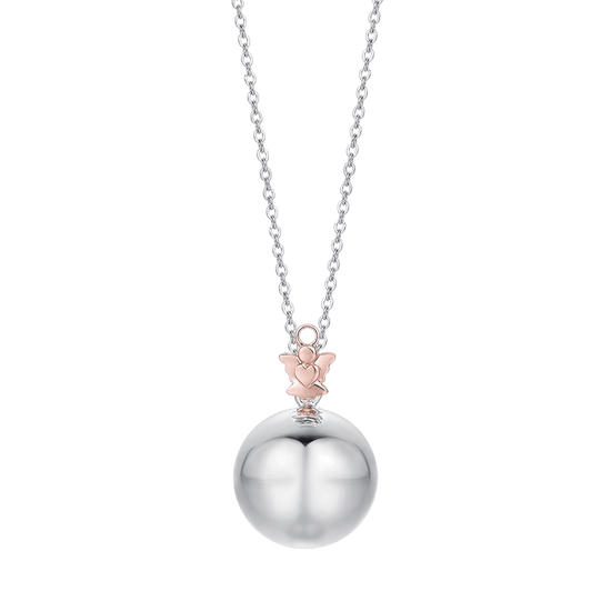 COLLAR DE ACERO DE LAS MUJERES COLGANTE DE METAL CON ÁNGEL IP ROSA