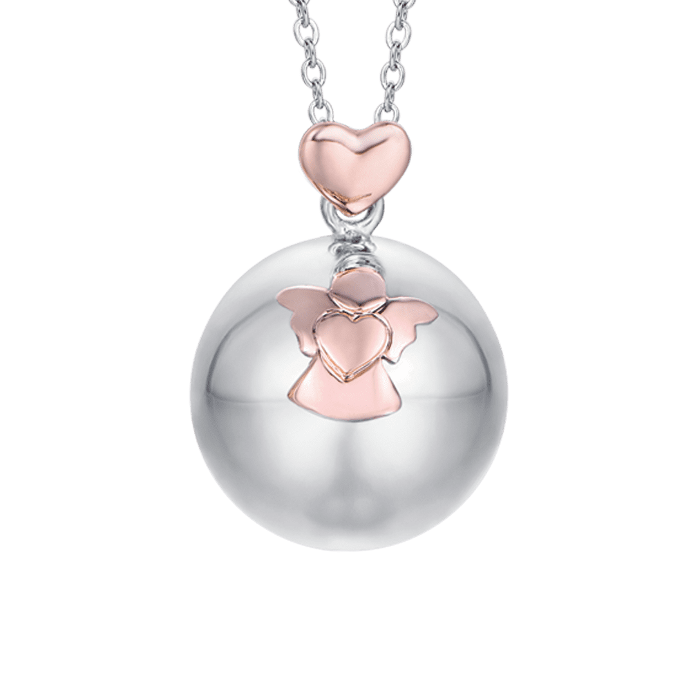 COLLAR DE ACERO ANGEL CALL COLGANTE DE METAL CON ANGEL Y CORAZON